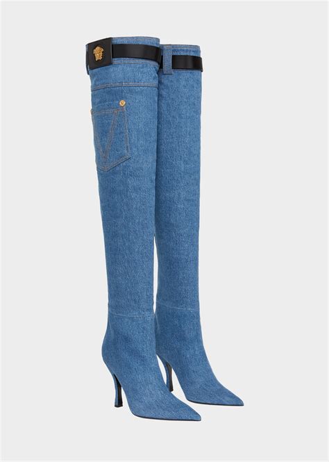 versace women boots|versace denim boots.